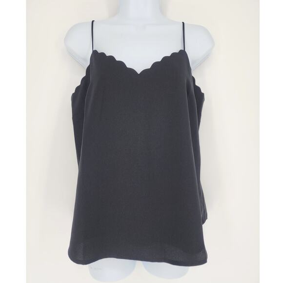 J.Crew Factory Scalloped Black Camisole Top Women’s Size 6 - Picture 7 of 7
